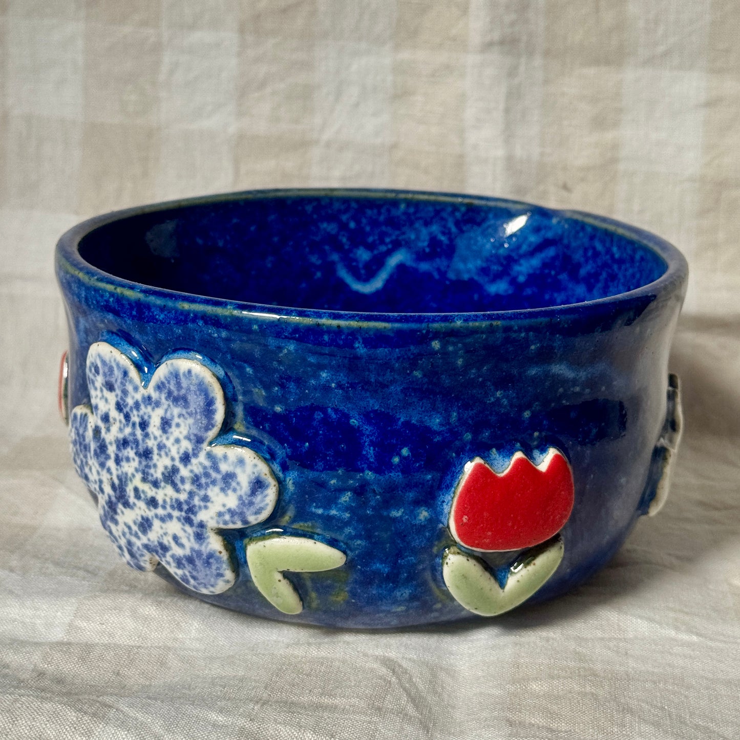 SECONDS - Large Matcha/Spouted Bowl - Flowers and Bunnies
