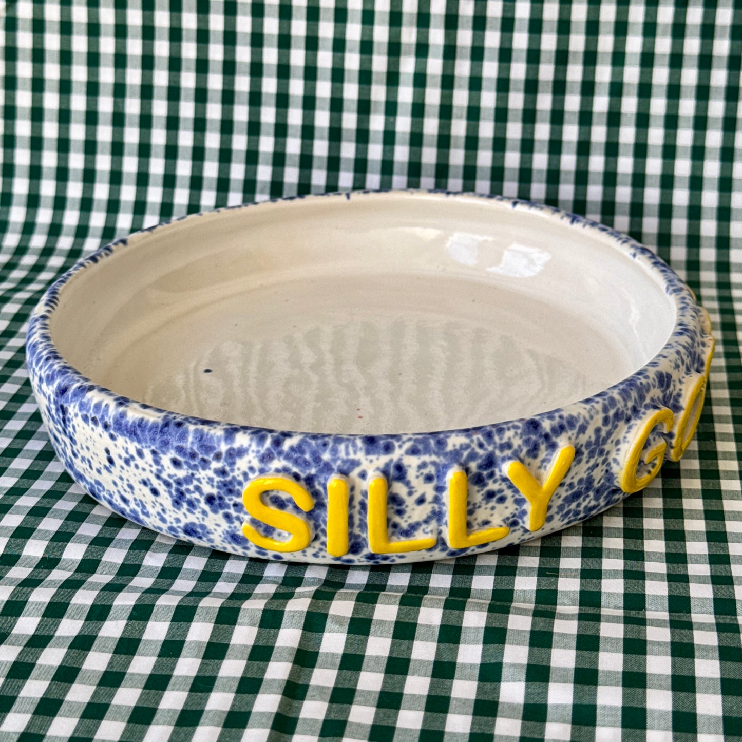Silly Goose Dog Bowl - Blue Splatter