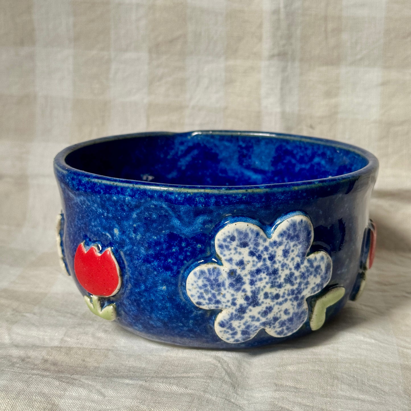 SECONDS - Large Matcha/Spouted Bowl - Flowers and Bunnies