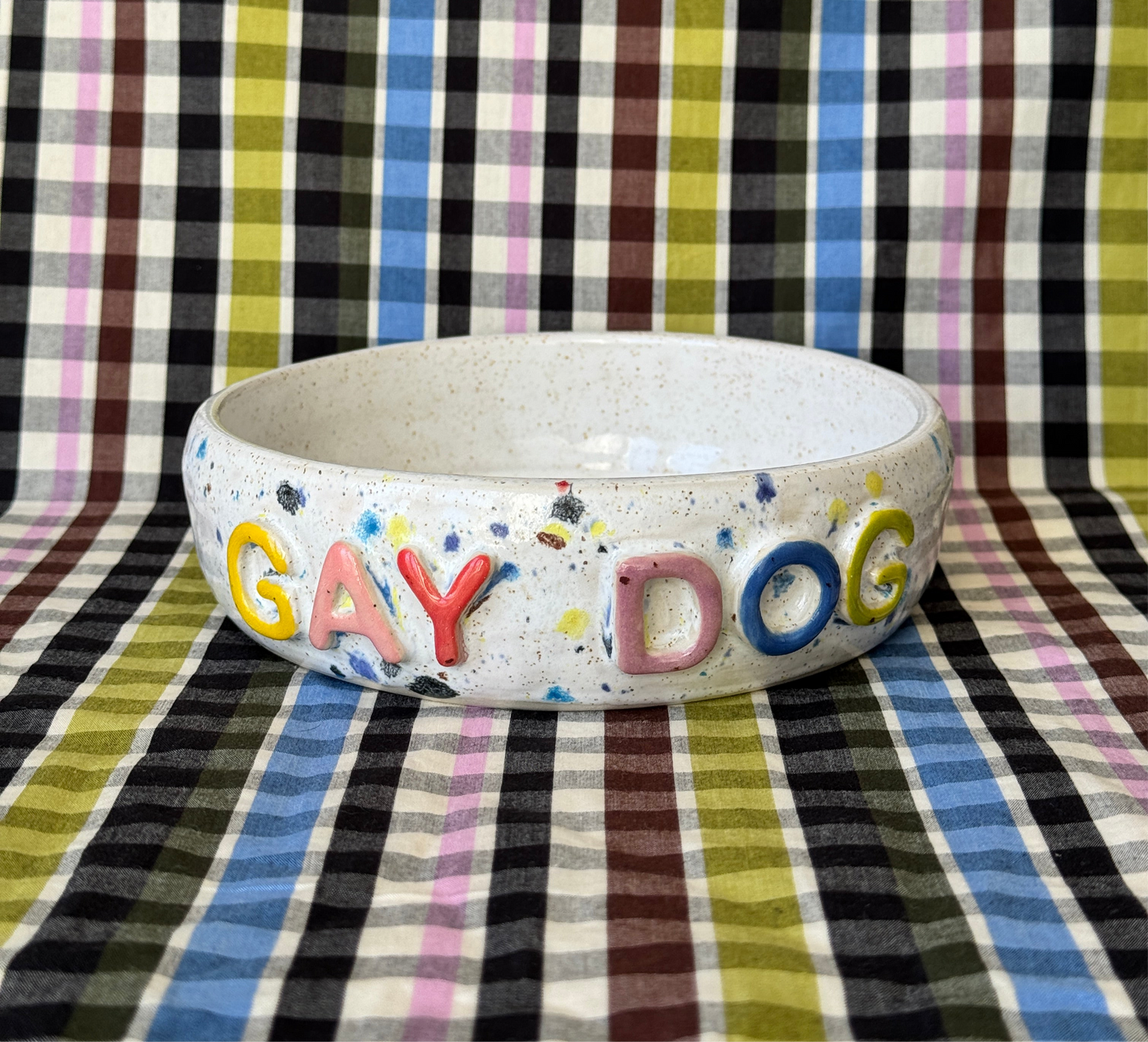 Gay Dog Pet Bowl - White Coloured Speckle
