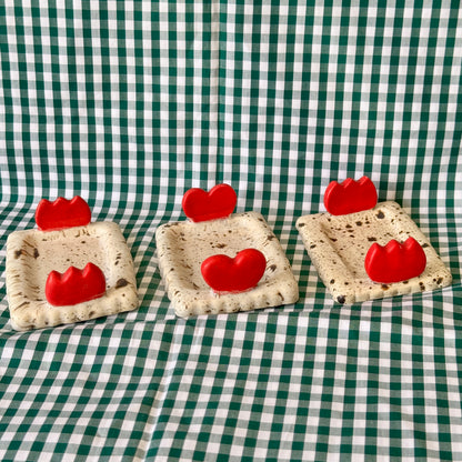 Heart & Tulip Paintbrush Rest/Trinket Dish - SECONDS