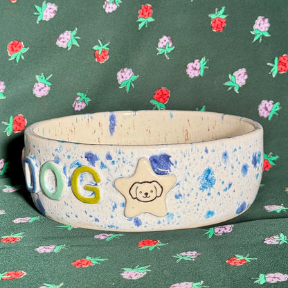 Gay Dog Bowl - White & Blue
