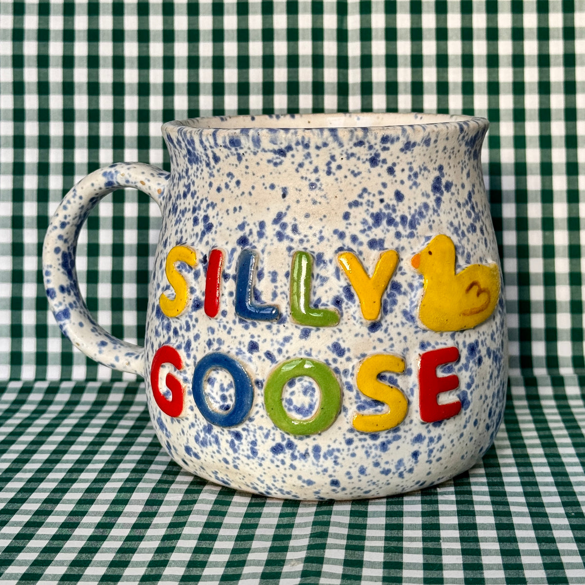 Silly Goose Mug - Blue Splatter