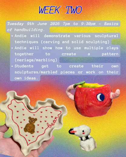 JUNE Ceramic Creative Handbuilding Workshops (5 week term) with Brisbane Lesbian Run Club - Queer Clay Club