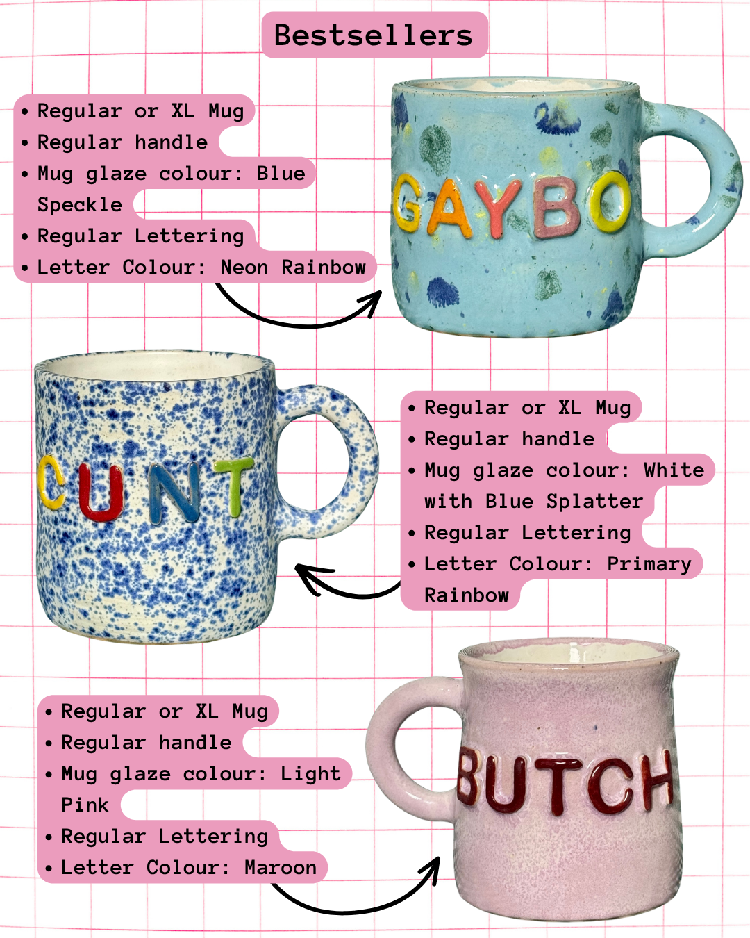 Custom Word Mugs & Cups - PREORDER