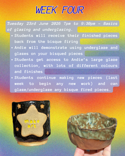 JUNE Ceramic Creative Handbuilding Workshops (5 week term) with Brisbane Lesbian Run Club - Queer Clay Club