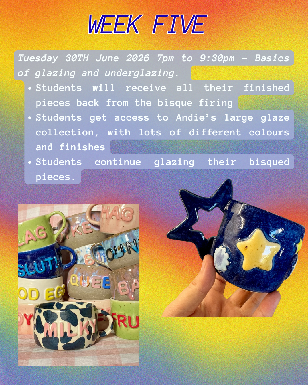 JUNE Ceramic Creative Handbuilding Workshops (5 week term) with Brisbane Lesbian Run Club - Queer Clay Club