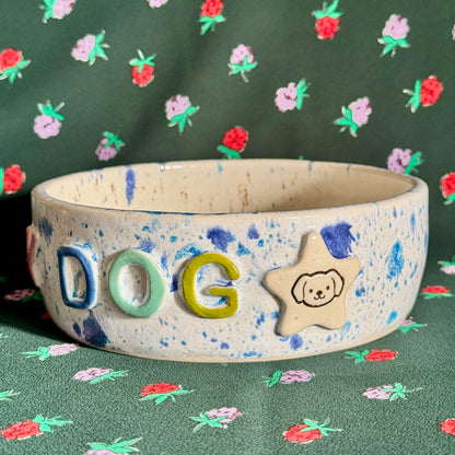 Gay Dog Bowl - White & Blue
