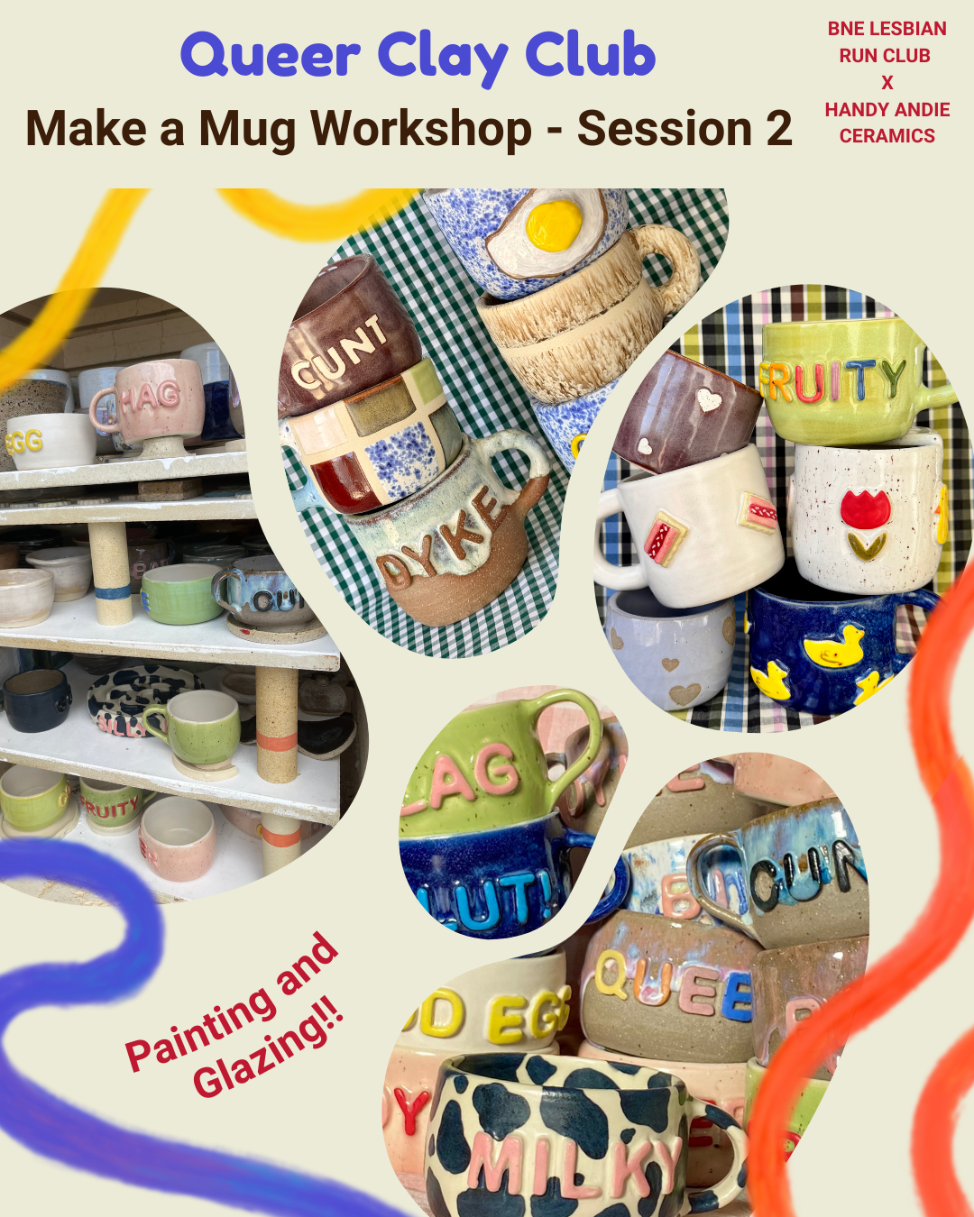 Queer Clay Club - Make a Mug (two sessions) with BNE Lesbian Run Club