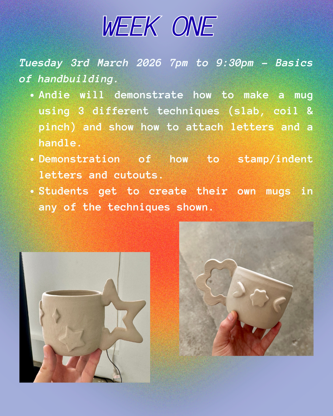Ceramic Creative Handbuilding Workshops (4 week term) with Brisbane Lesbian Run Club - Queer Clay Club