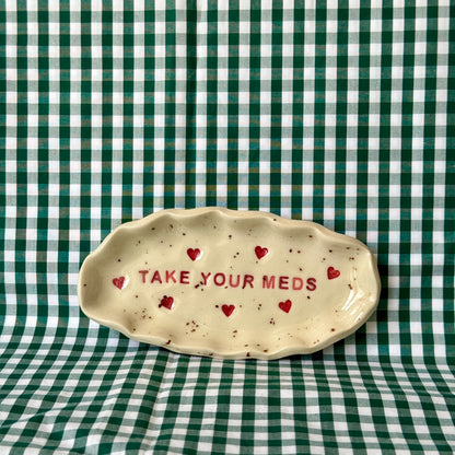 Take Your Meds - Trinket Dish - Pink and Red