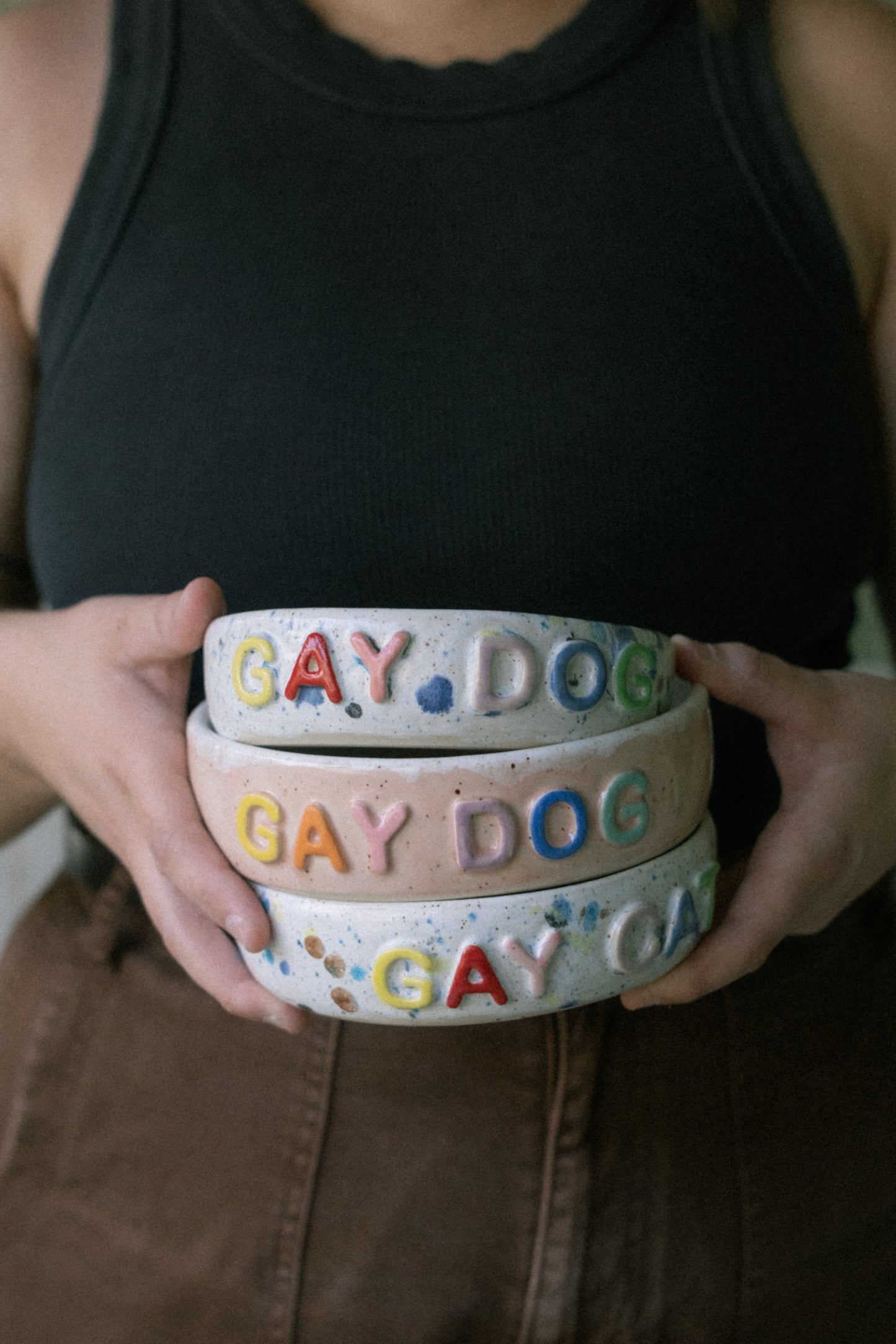 Gay Dog Bowl - White Coloured Speckle