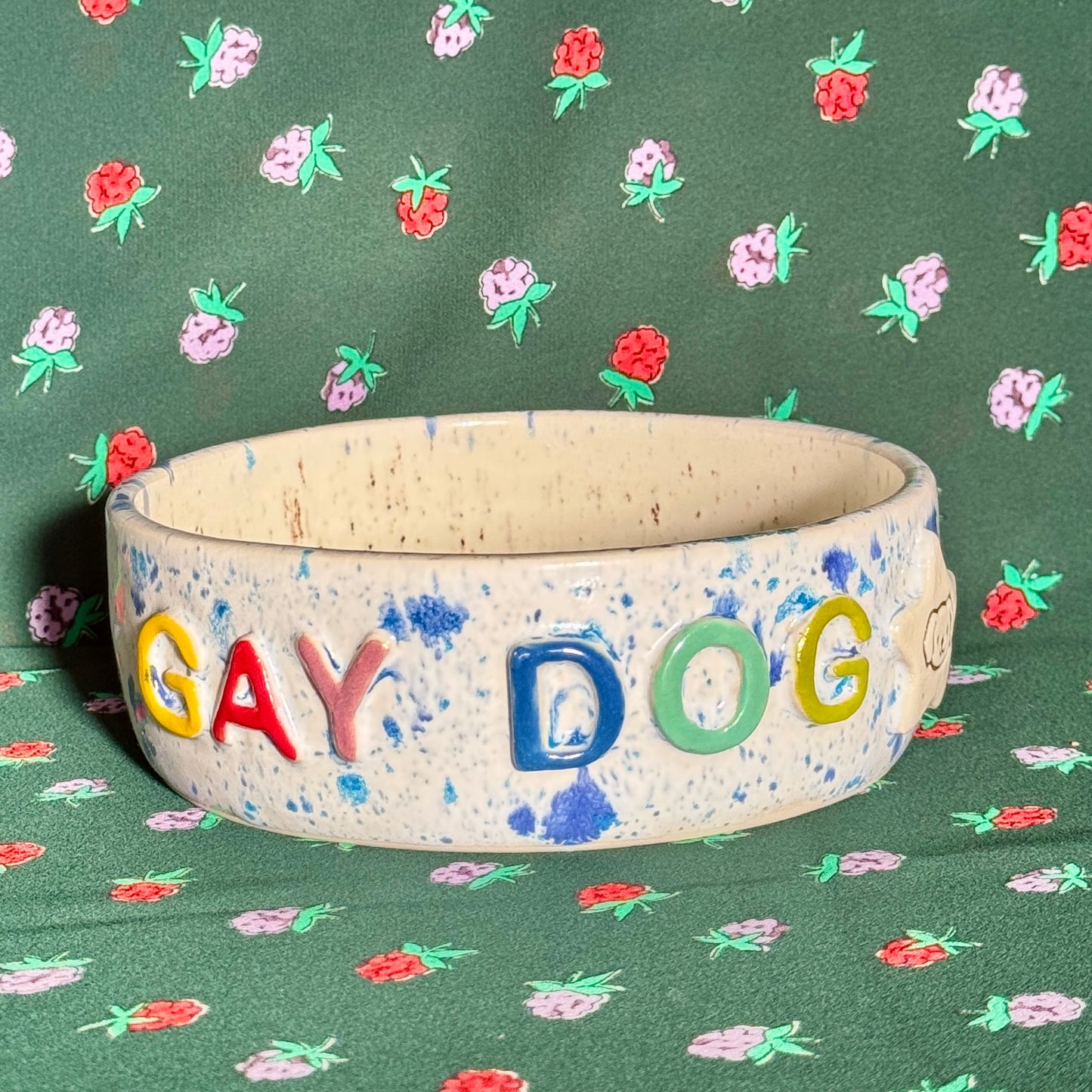 Gay Dog Bowl - White & Blue