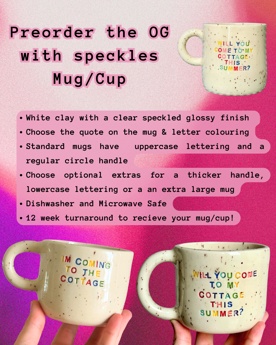 PREORDER - The OG with Speckles - I'm Coming to the Cottage Mug/Cup