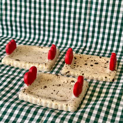 Heart & Tulip Paintbrush Rest/Trinket Dish - SECONDS