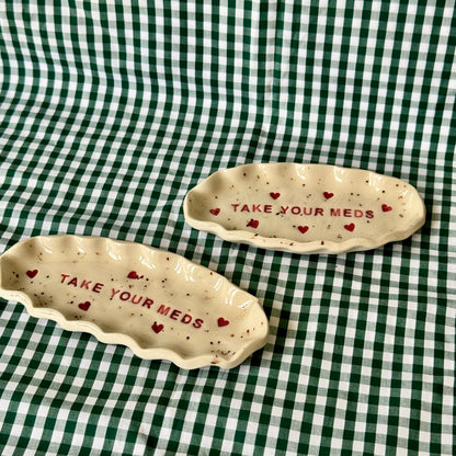 Take Your Meds - Trinket Dish - Pink and Red
