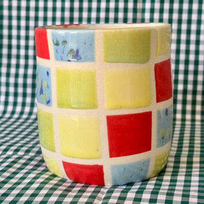 SECONDS - Be Gay Do Crime Mug - rainbow gingham large