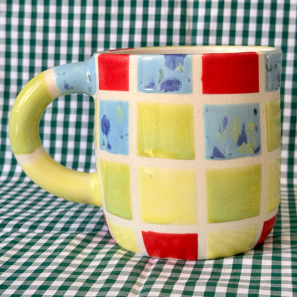 SECONDS - Be Gay Do Crime Mug - rainbow gingham large