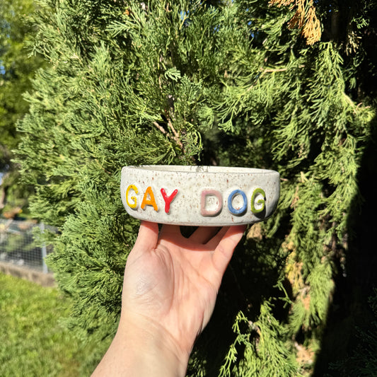 Gay Dog Pet Bowl - White Speckle