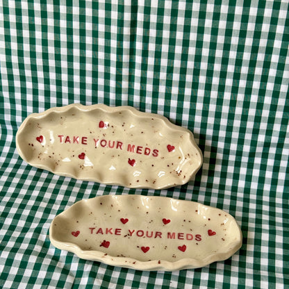 Take Your Meds - Trinket Dish - Pink and Red