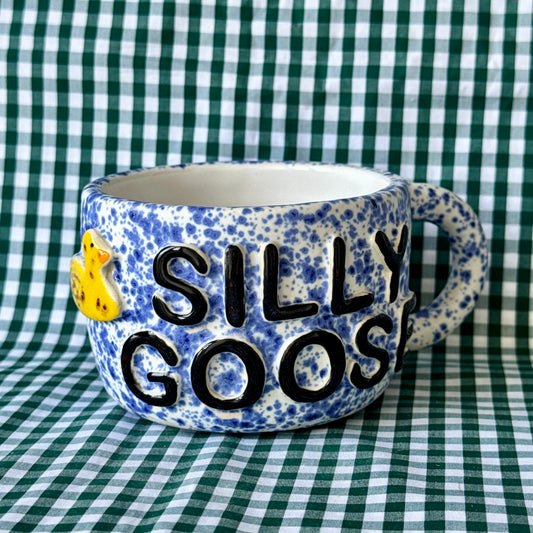 Silly Goose Mug - Blue Splatter