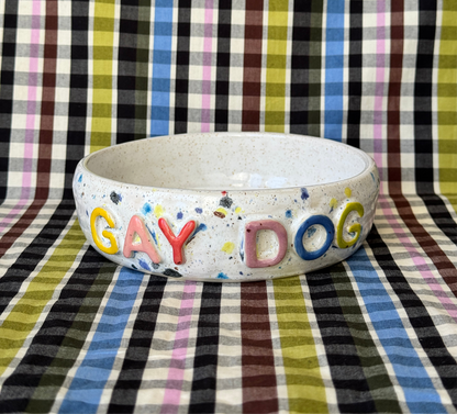 Gay Dog Pet Bowl - White Coloured Speckle