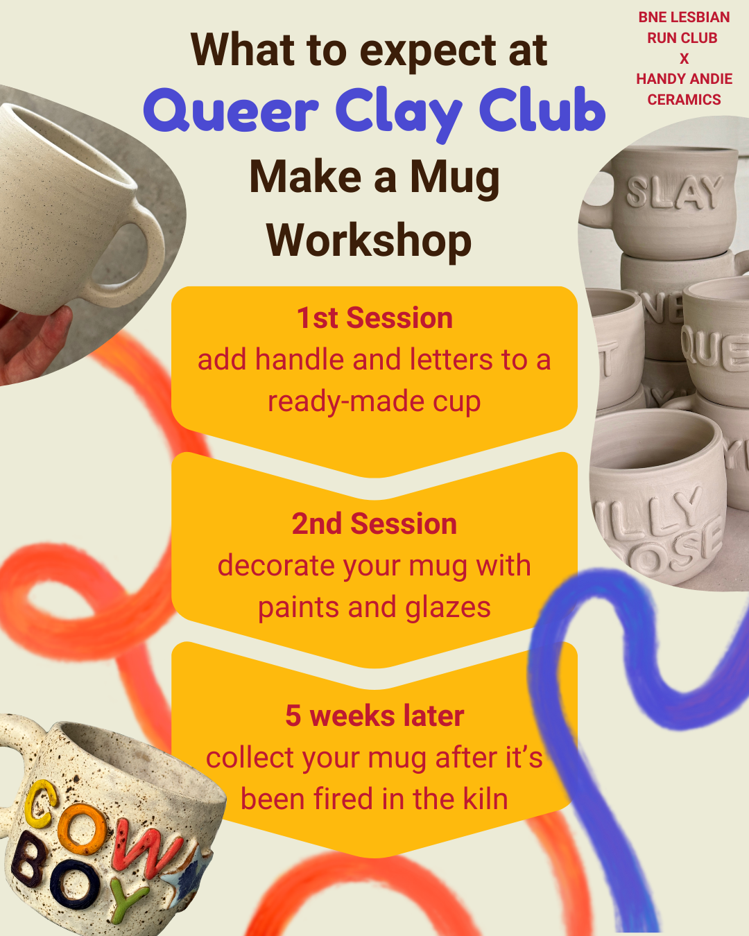 Queer Clay Club - Make a Mug (two sessions) with BNE Lesbian Run Club