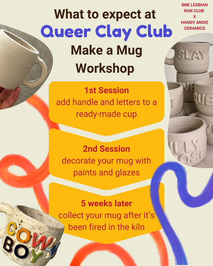 Queer Clay Club - Make a Mug (two sessions) with BNE Lesbian Run Club