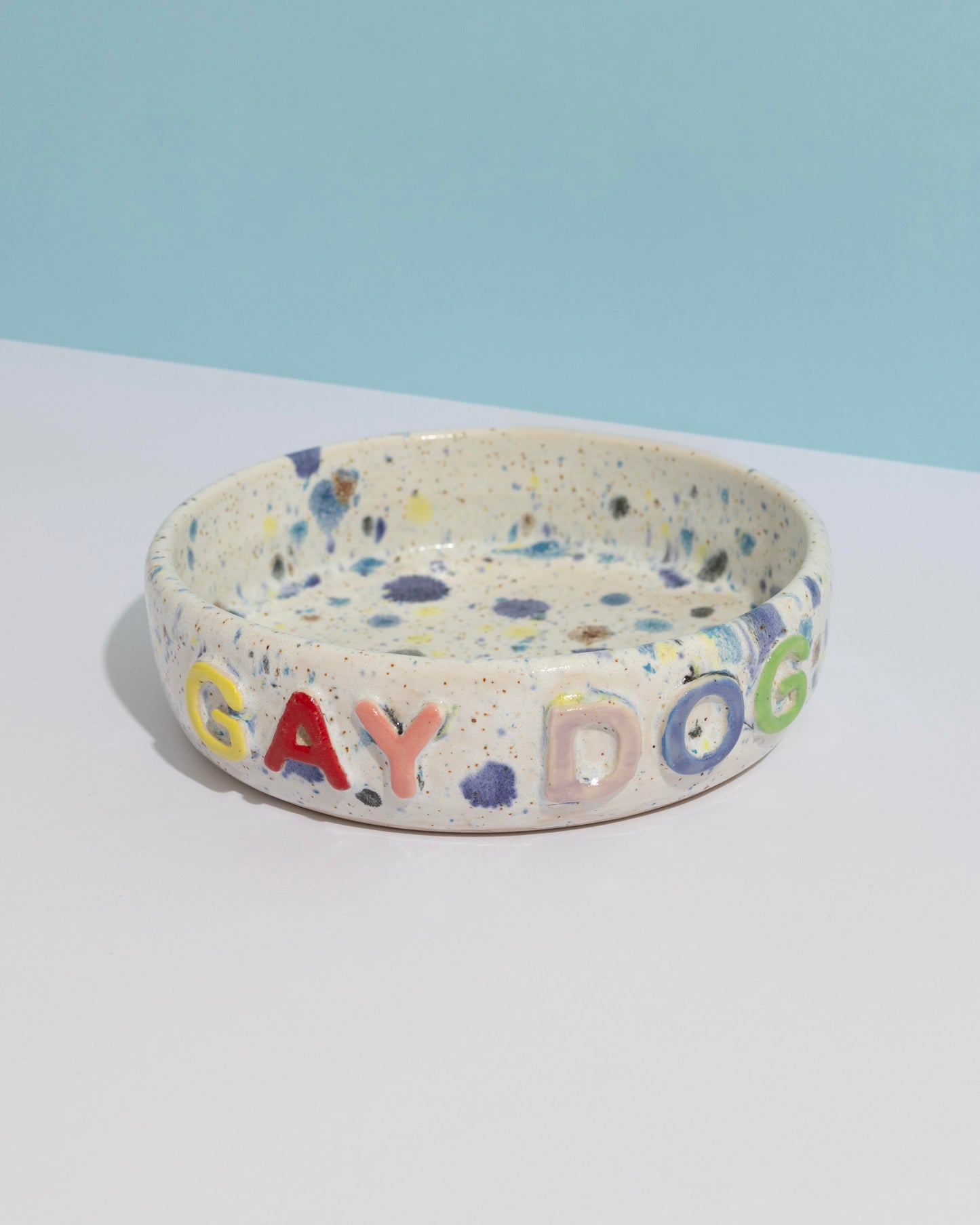 Gay Dog Bowl - White Coloured Speckle